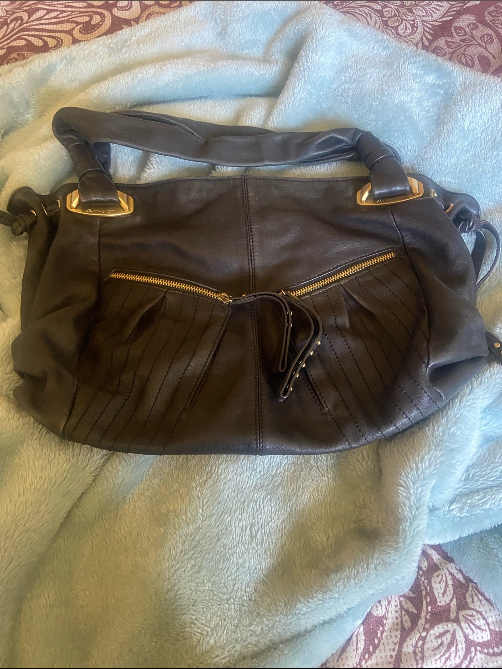 Beautiful black leather Bruce Makowsky leather shoulder bag